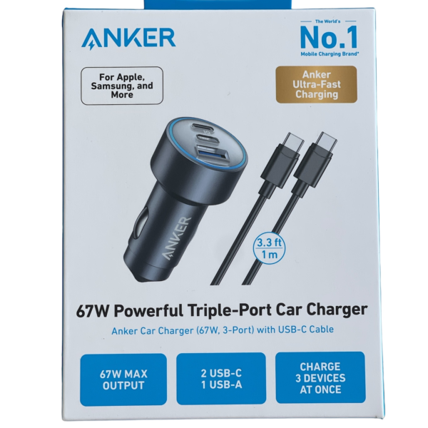 Anker Car Charger 67w .3Port