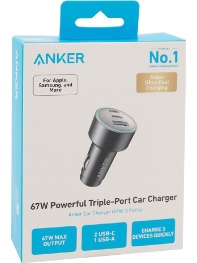Anker Car Charger (67w,3ports)
