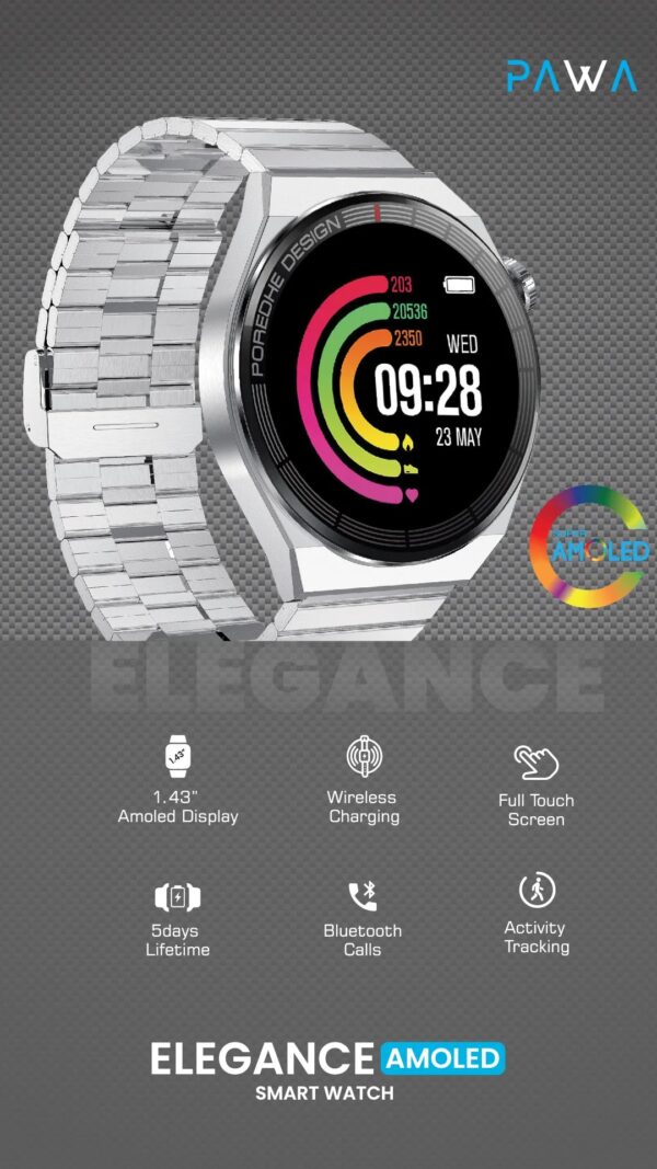 Pawa Elegance Amoled Smart Watch - Silver - Image 3