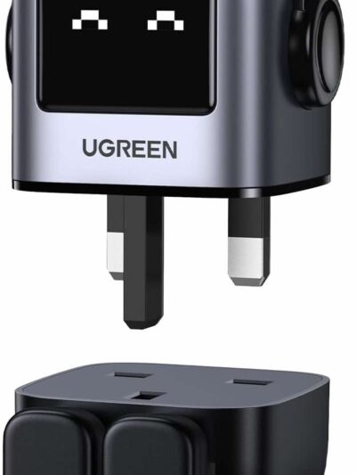 شاحن Nexode Robot اللطيف من UGreen / قوة 65 واط / يعطيك مدخلين تايب سي و مدخل USB / اسود