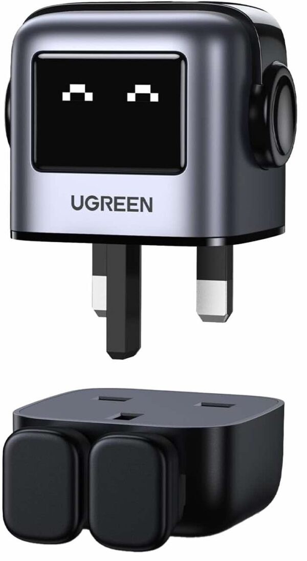 شاحن Nexode Robot اللطيف من UGreen / قوة 65 واط / يعطيك مدخلين تايب سي و مدخل USB / اسود
