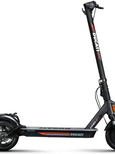 Ducati Pro-III Electric Scooter, with Turn Signals, 350W Motor, Up to 50km Travel Range, 3.2" LED Display with USB Plug, 25km/h Max Speed, 10" Tubeless Front & Rear Tires, Black | MT-DUC-ES-PRO3-WTS