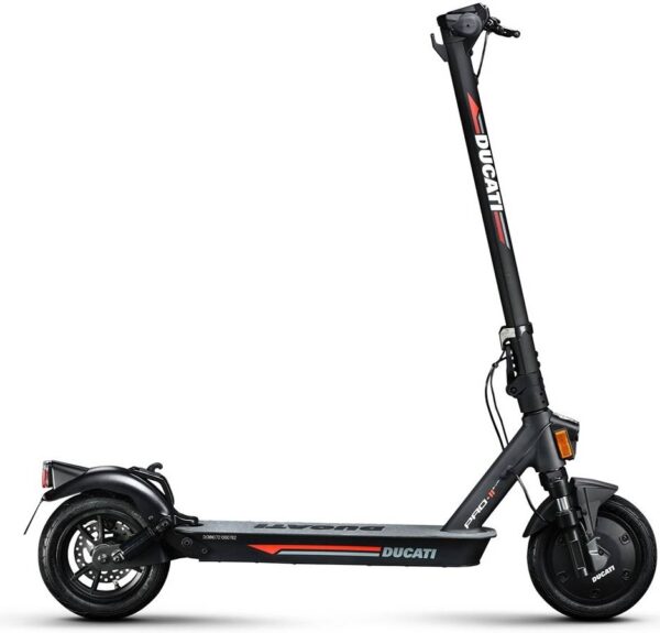 Ducati Pro-III Electric Scooter, with Turn Signals, 350W Motor, Up to 50km Travel Range, 3.2" LED Display with USB Plug, 25km/h Max Speed, 10" Tubeless Front & Rear Tires, Black | MT-DUC-ES-PRO3-WTS