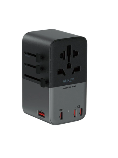 Aukey Pa-Ta09A Travel Mate 100W Gan Universal Adapter With Usb Ports
