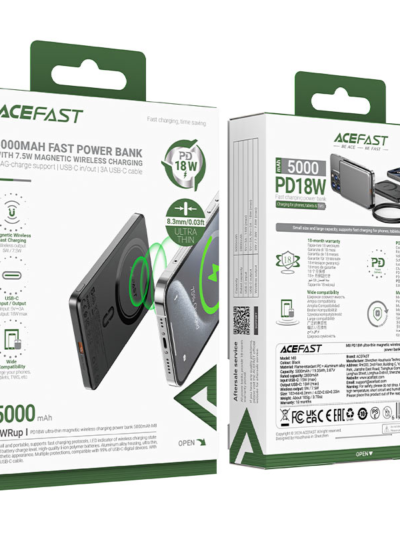 Acefast Magnetic Fast Wireless Charge Power Bank M8 PD18W 5000mAh